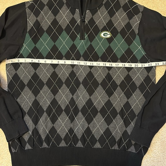 Cutter & Buck Green Bay Packers Harlequin pattern zip neck sweater size XL/TG - Picture 5 of 9